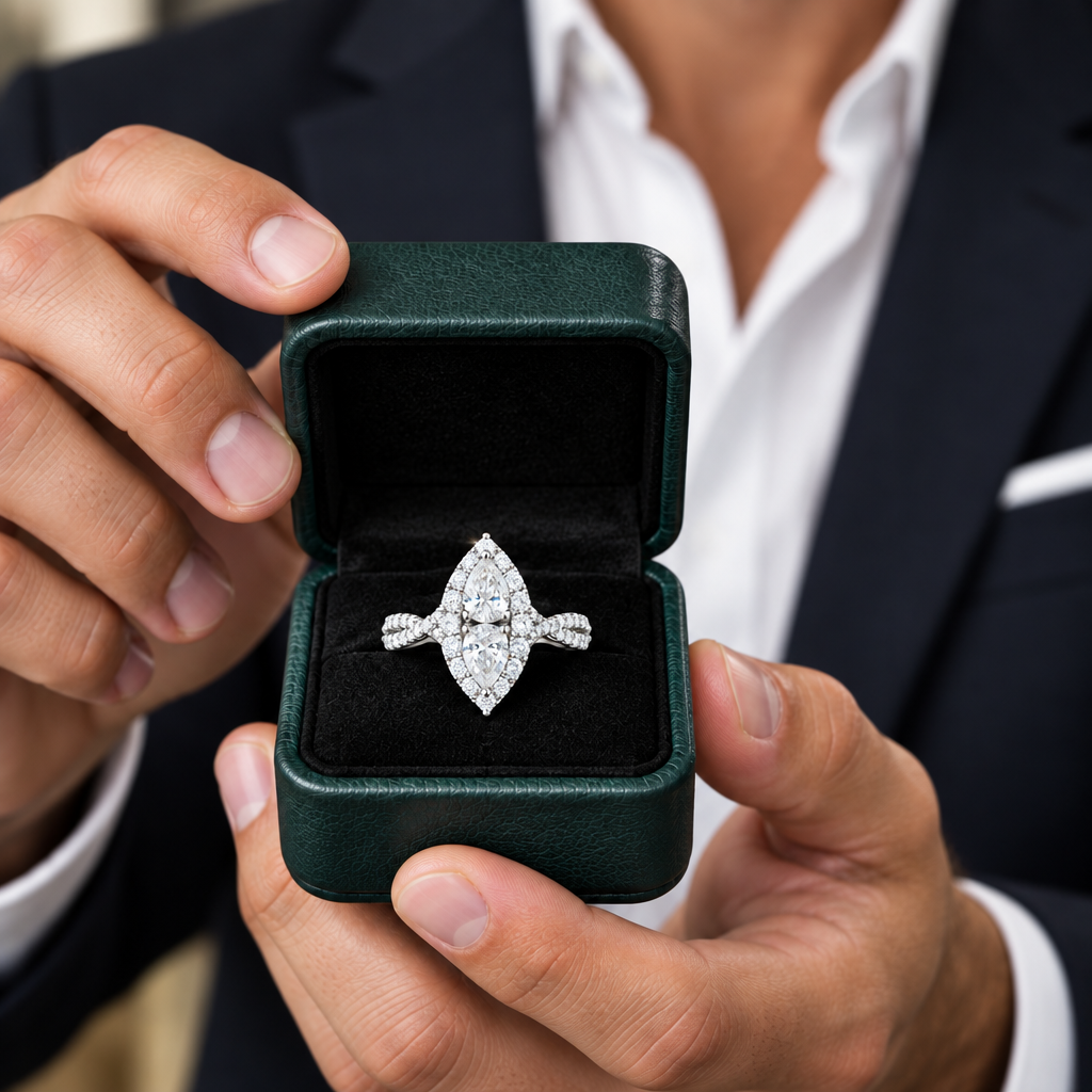 2.0 Ctw Pear Cut Moissanite Engagement Ring