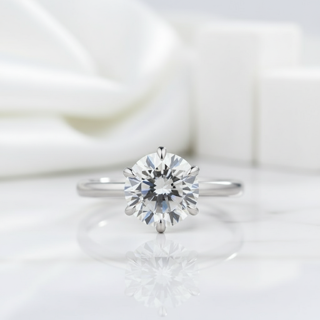 2.0 ct Round Cut Diamond White Gold Engagement Ring-Evani Jewelry