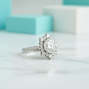 2.0 ct Round Cut Diamond in Snowflake Design Engagement Ring with Halo-Evani Jewelry