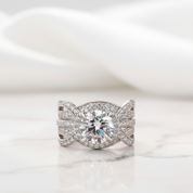 2.0 ct Round Cut Halo Insert Wedding Ring Set - Evani Naomi Jewelry