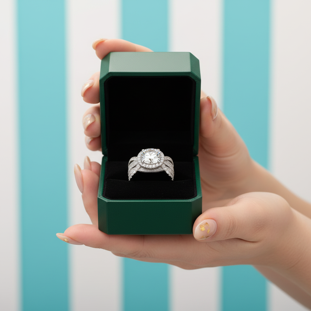 2.0 ct Round Cut Halo Insert Wedding Ring Set - Evani Naomi Jewelry