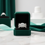 2.0 ct Round Cut Halo Insert Wedding Ring Set - Evani Naomi Jewelry