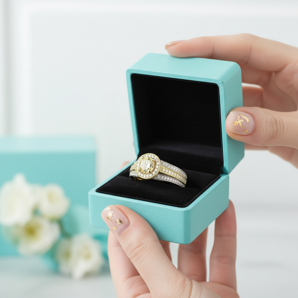 2 ct Fancy Topaz Round Cut Two-Tone 14k Gold Engagement