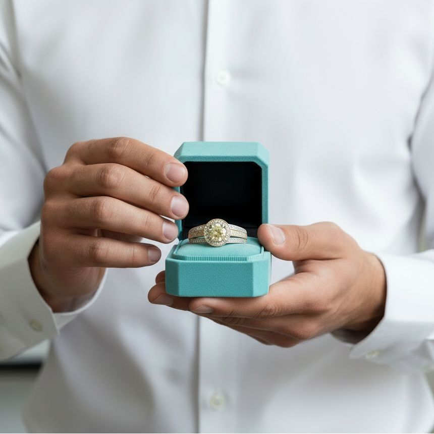 2 ct Fancy Topaz Round Cut Two-Tone 14k Gold Engagement