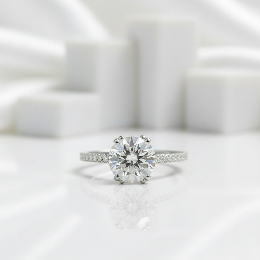 2.00 ct Half Eternity Diamond Engagement Ring-Evani Jewelry
