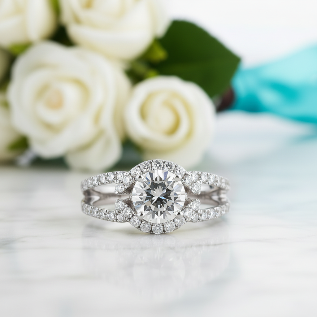 2.00 ct Round Brilliant Cut Diamond Split Shank Engagement Ring-Evani Jewelry