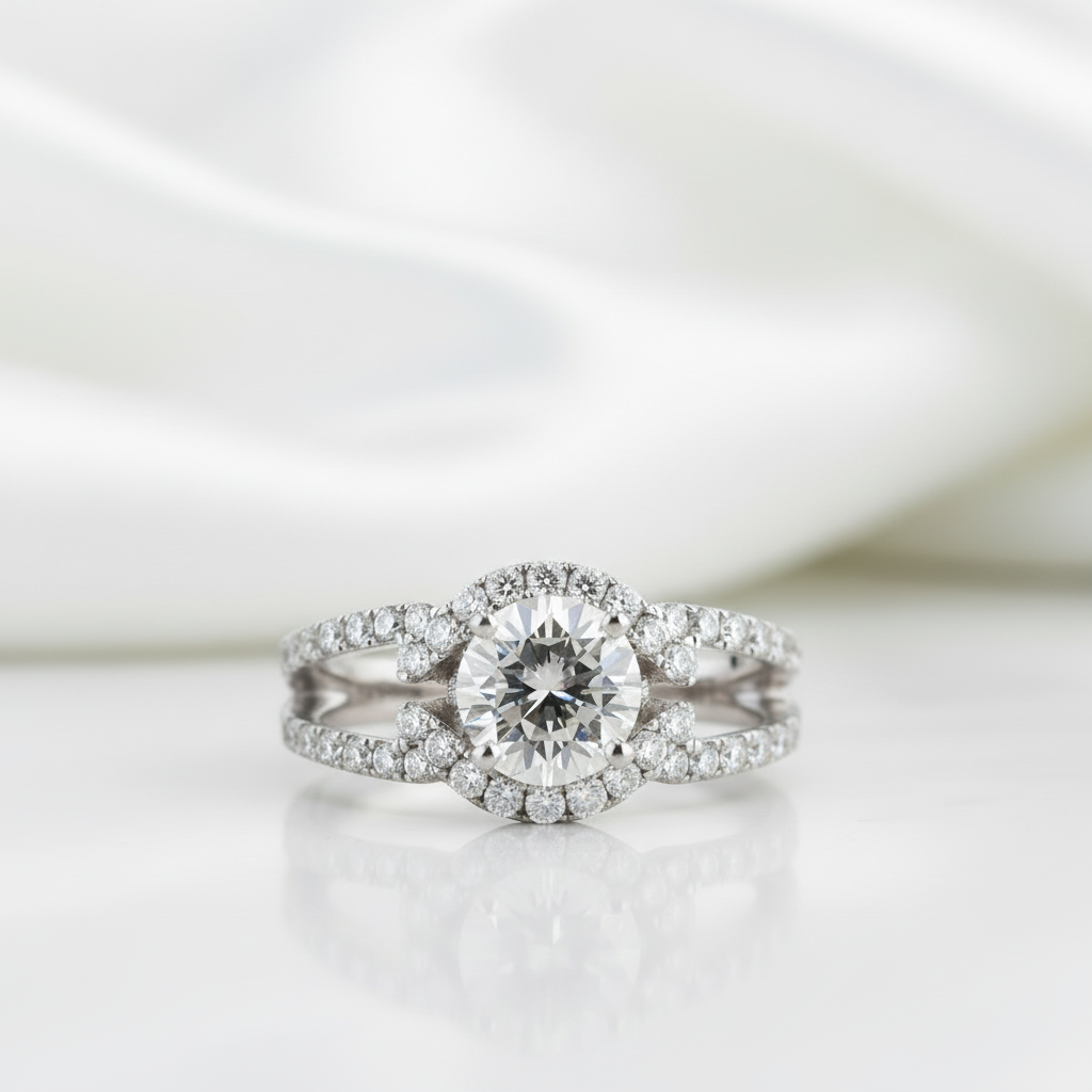 2.00 ct Round Brilliant Cut Diamond Option Split Shank Engagement Ring - Evani Naomi Jewelry