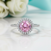 2.00 ct Round-cut Tourmaline Birthstone Halo Ring