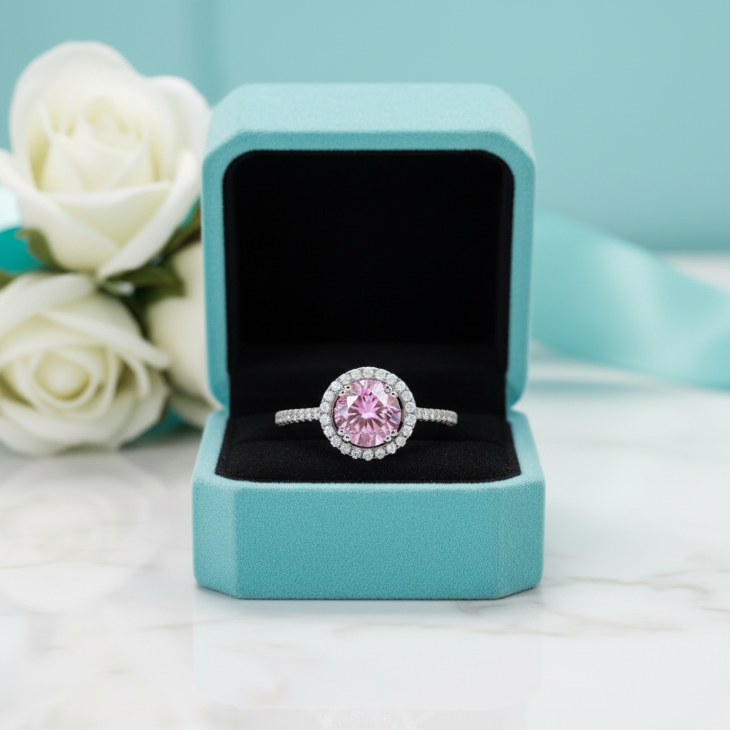 2.00 ct Round-cut Tourmaline Birthstone Halo Ring - Evani Naomi Jewelry
