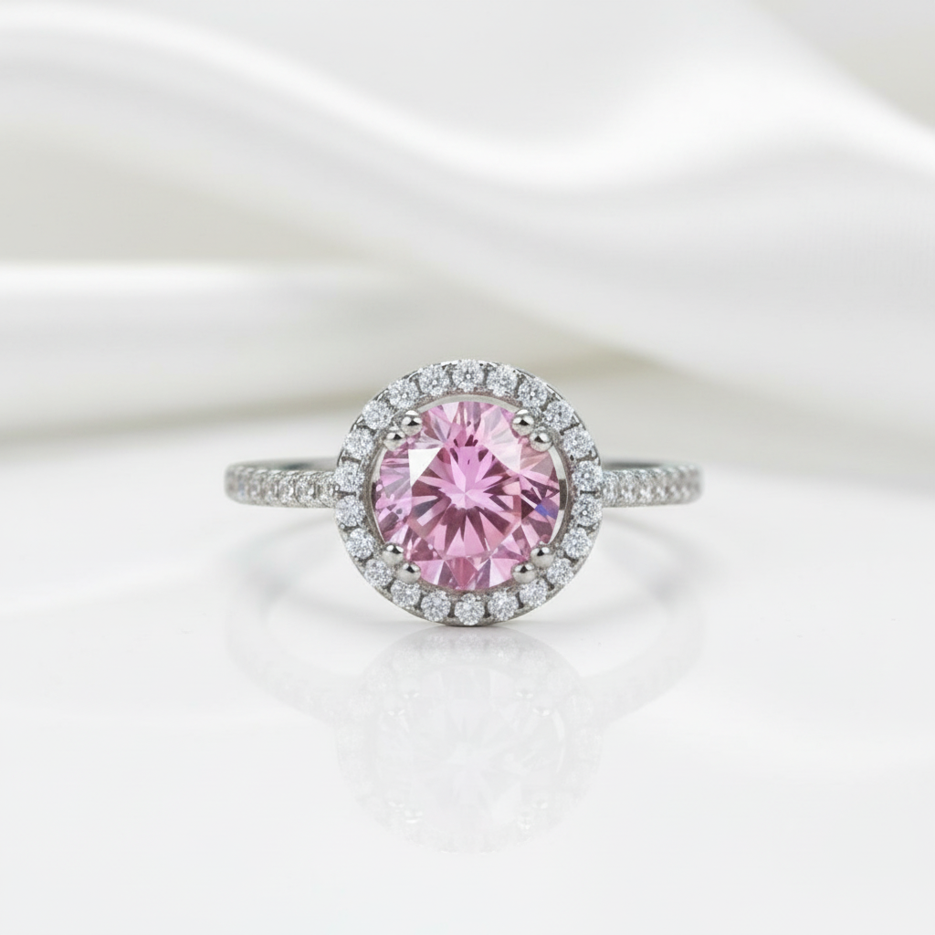 2.00 ct Round-cut Tourmaline Birthstone Halo Ring