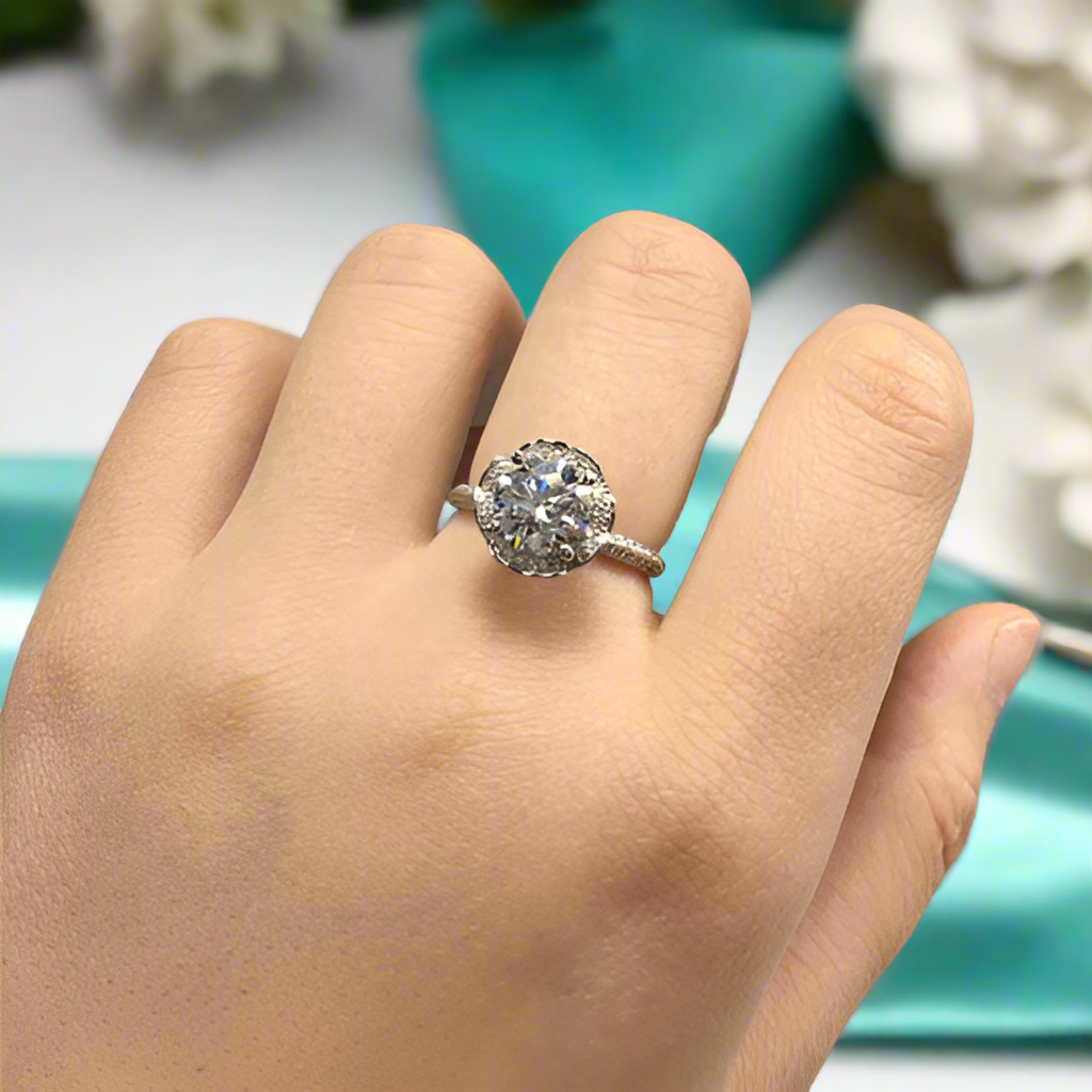 2.0ct Diamond Romantic Blossom White Gold Engagement Ring-Evani Jewelry