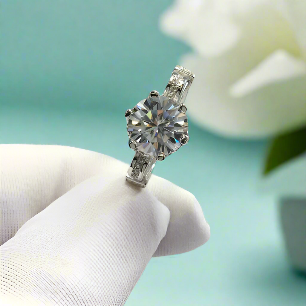 2.0ct Diamond Swan Design Engagement Ring in White Gold-Evani Jewelry