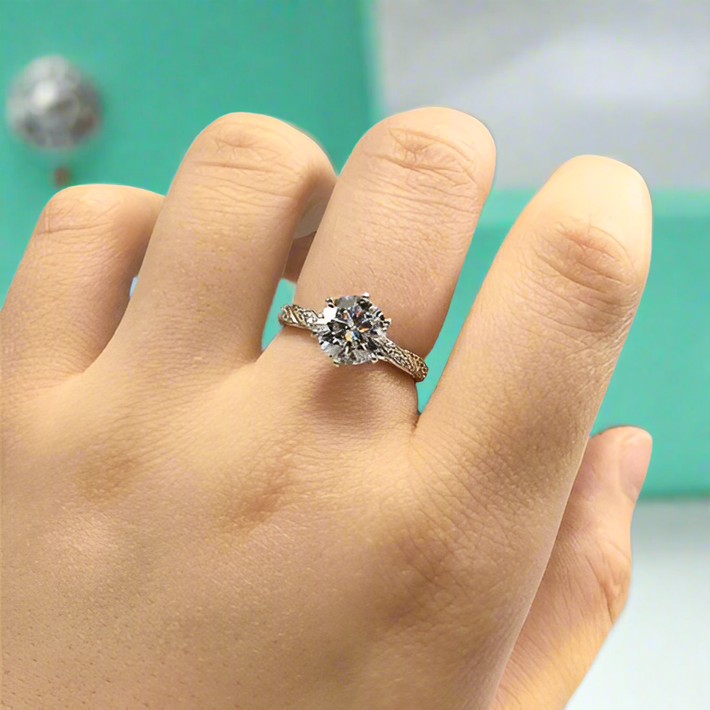 2.0ct Diamond Twin Blossom Engagement Ring in White Gold-Evani Jewelry