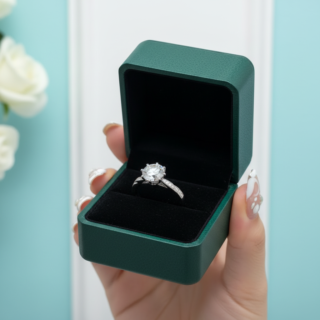 2.0ct Diamond Option Twin Blossom Engagement Ring in White Gold