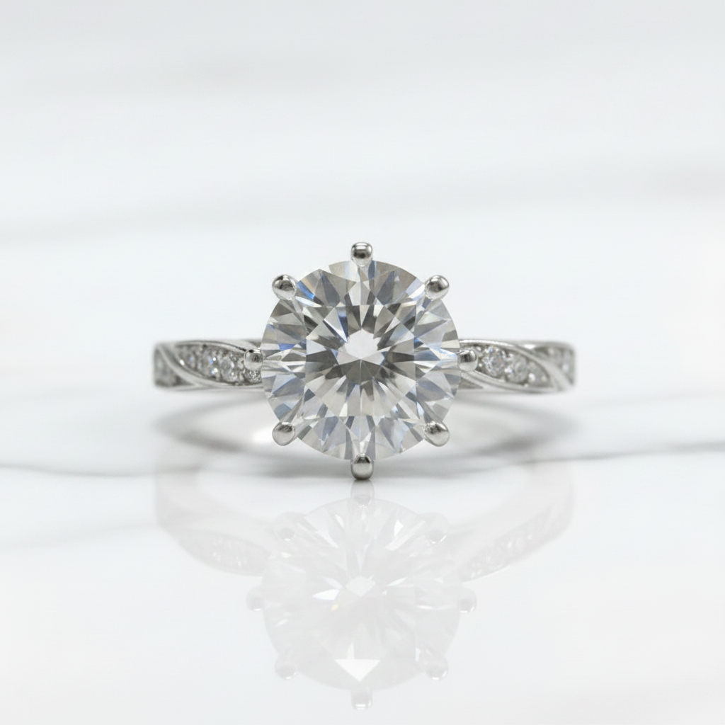 2.0ct Diamond Option Twin Blossom Engagement Ring in White Gold