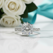 2.0ct Diamond Option Twin Blossom Engagement Ring in White Gold
