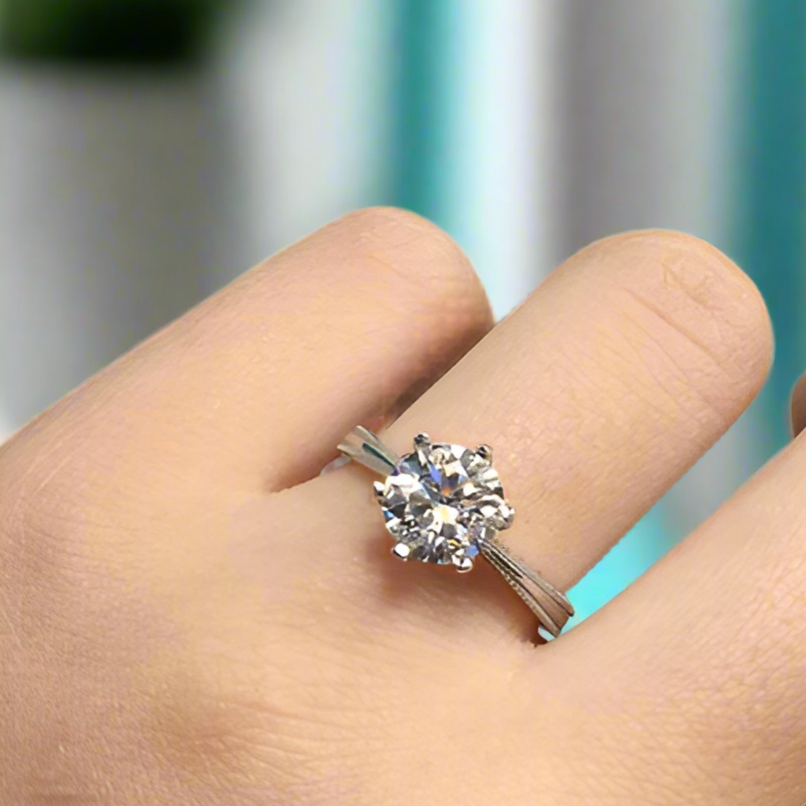 2.0ct Round Cut Diamond Dewdrop White Gold Engagement Ring-Evani Jewelry