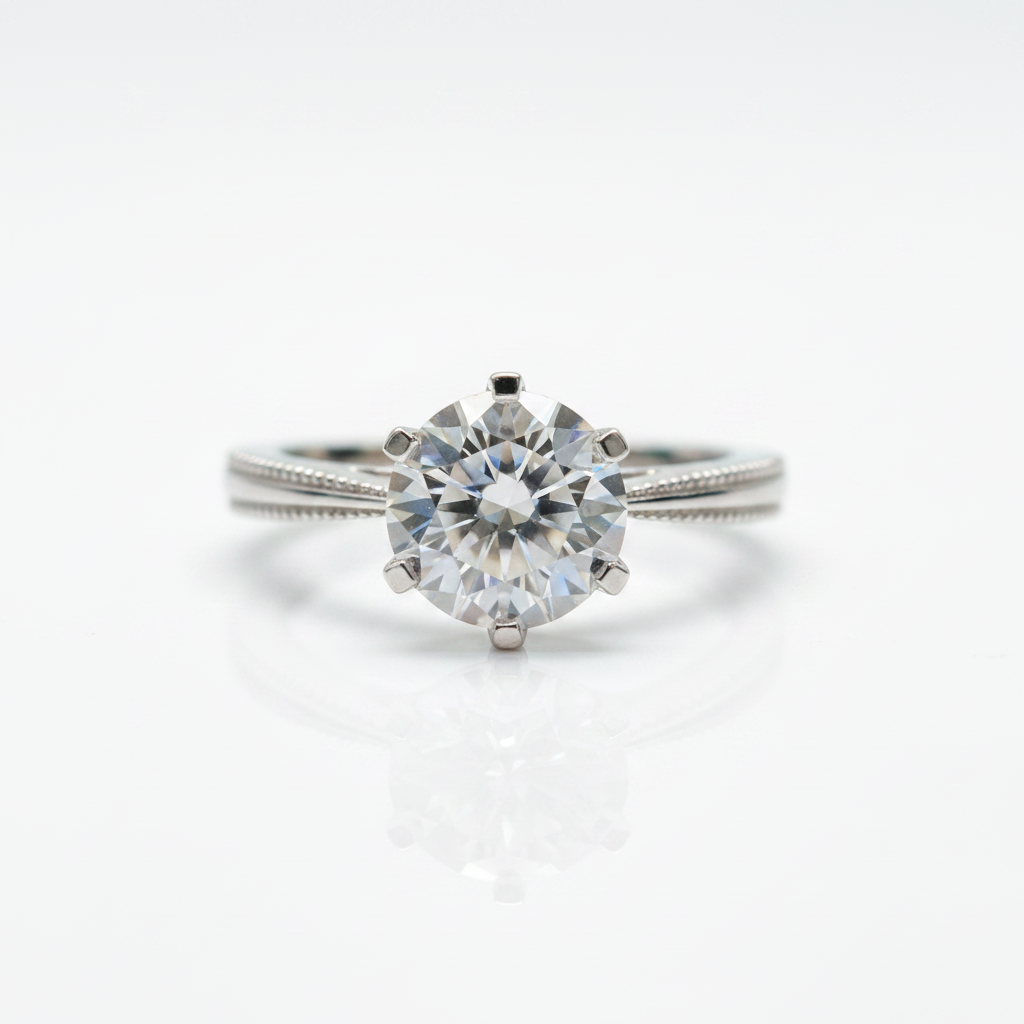 2.0ct Round Cut Diamond Option Dewdrop White Gold Engagement Ring