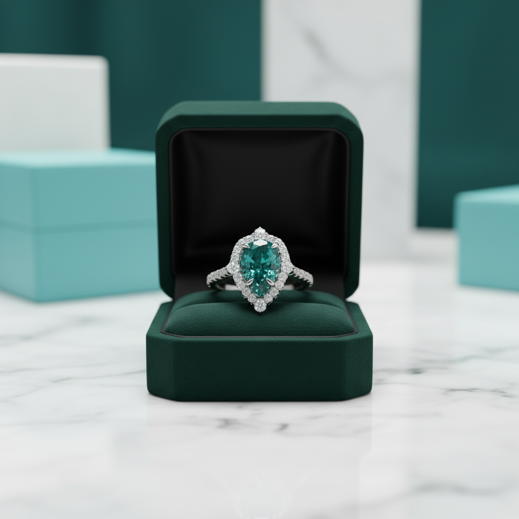 2.2 ct Halo Pear Cut Diamond Option Engagement Ring - Evani Naomi Jewelry