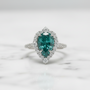 2.2 ct Halo Pear Cut Diamond Option Engagement Ring - Evani Naomi Jewelry
