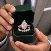 2.2 ct Pear-Cut Diamond Option Rose Gold Halo Bridal Ring Set - Evani Naomi Jewelry