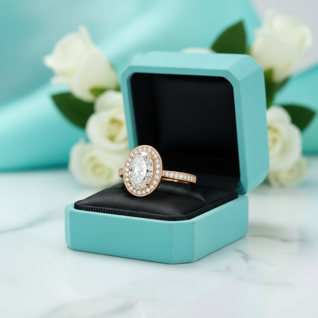 2.30 ct Oval Cut Diamond 14K Rose Gold Engagement Ring-Evani Jewelry