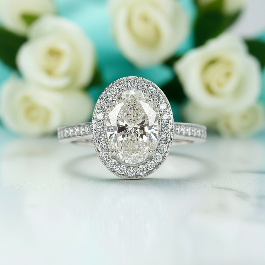 2.30 ct Oval Cut Diamond 14K Rose Gold Engagement Ring