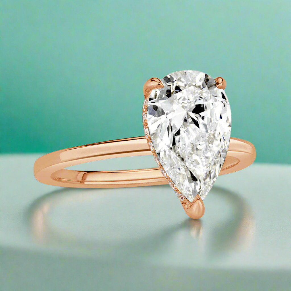 2.30 ct Pear Shaped Diamond 14k Rose Gold Engagement Ring-Evani Naomi Jewelry