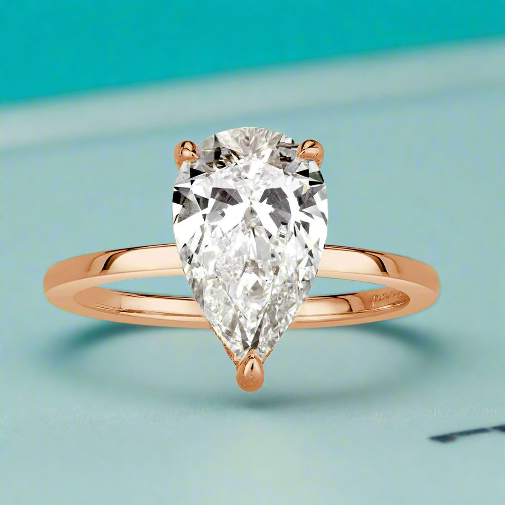 2.30 ct Pear Shaped Diamond 14k Rose Gold Engagement Ring-Evani Naomi Jewelry