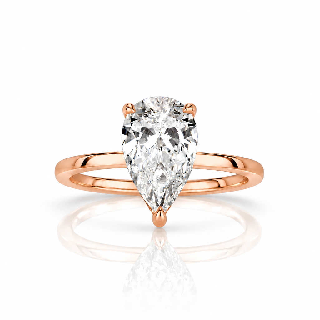 2.30 ct Pear Shaped Diamond Option 14K Rose Gold Engagement Ring