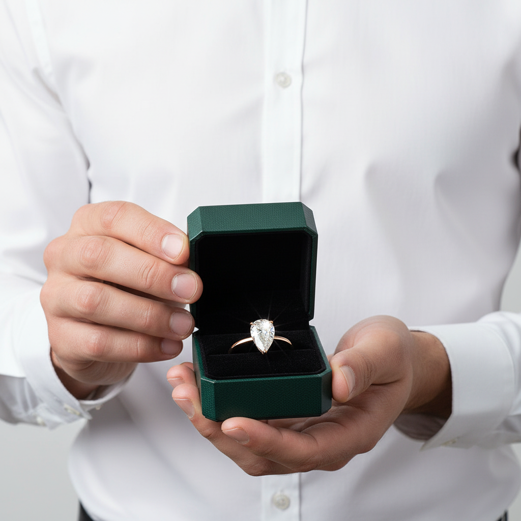 2.30 ct Pear Shaped Diamond Option 14K Rose Gold Engagement Ring - Evani Naomi Jewelry