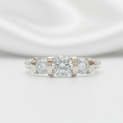2.4 Ct Round Cut Three Stone Diamond Option Bar Engagement Ring - Evani Naomi Jewelry