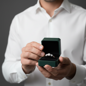 2.4 Ct Round Cut Three Stone Diamond Option Bar Engagement Ring - Evani Naomi Jewelry