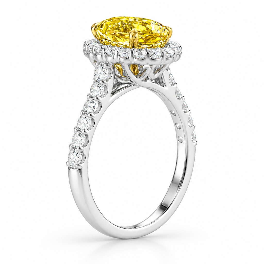 2.5 Ct Oval Cut Topaz Diamond Halo Engagement Ring-Evani Jewelry