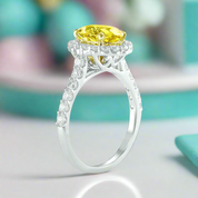 2.5 Ct Oval Cut Yellow Diamond Halo Engagement Ring-Evani Naomi Jewelry
