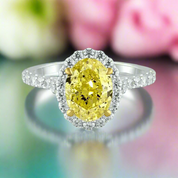 2.5 Ct Oval Cut Yellow Diamond Halo Engagement Ring-Evani Naomi Jewelry