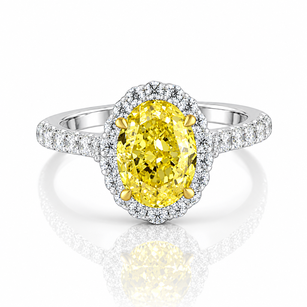 2.5 Ct Oval Cut Topaz Diamond Halo Engagement Ring-Evani Jewelry