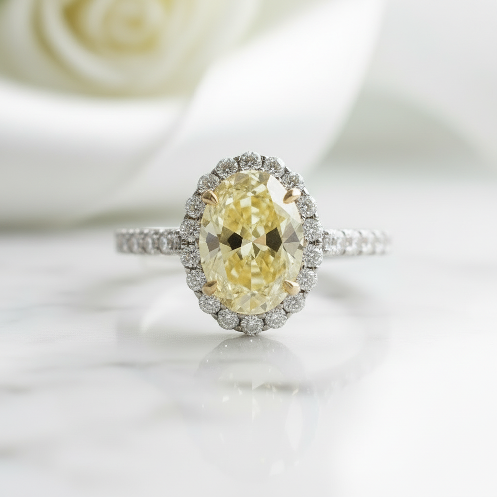 2.5 Ct Oval Cut Topaz Halo Engagement Ring