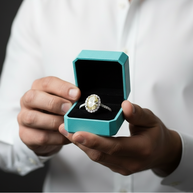 2.5 Ct Oval Cut Topaz Halo Engagement Ring