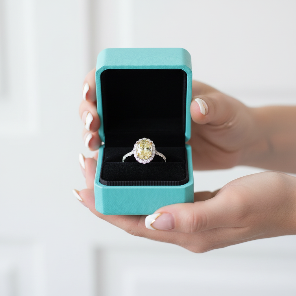 2.5 Ct Oval Cut Topaz Halo Engagement Ring