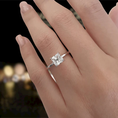 2.5 Ct Princess Cut Diamond Classic Engagement Ring-Evani Naomi Jewelry