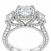 2.5 Ct Radiant Cut Three Stone Engagement Ring