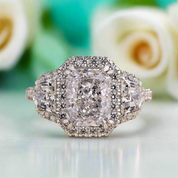 2.5 Ct Radiant Cut Three Stone Engagement Ring - Evani Naomi Jewelry