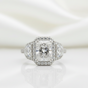 2.5 Ct Radiant Cut Three Stone Engagement Ring - Evani Naomi Jewelry