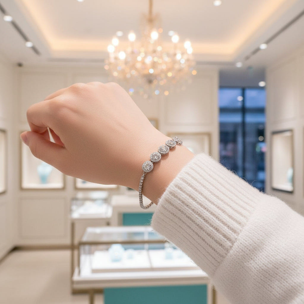 2.5 Ct Round Diamond Classic Cow Head Tennis Bracelet-Evani Jewelry