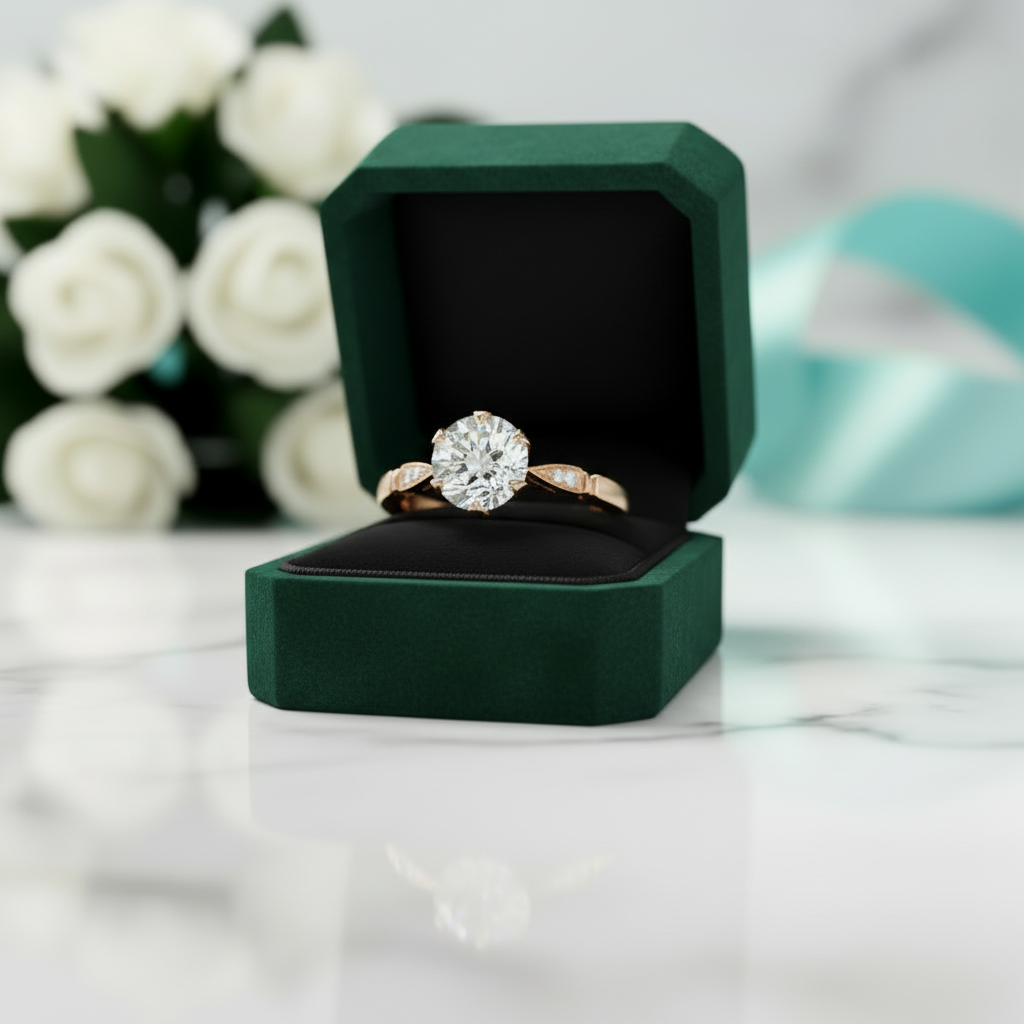 2.5 ct Round Brilliant Cut Diamond Option 14k Rose Gold Engagement Ring - Evani Naomi Jewelry