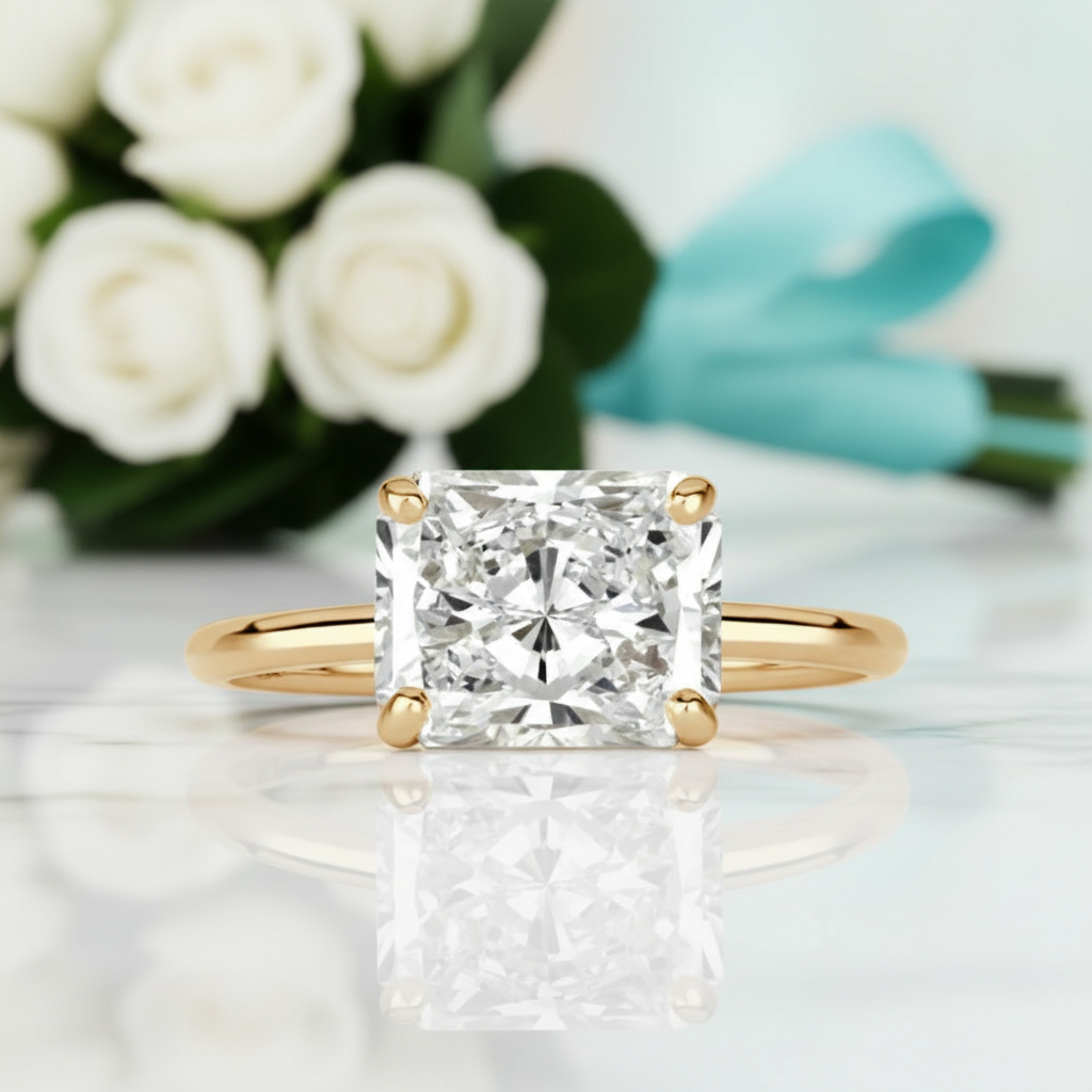 2.50 Ct Radiant Cut Moonstone Engagement Ring-Evani Jewelry