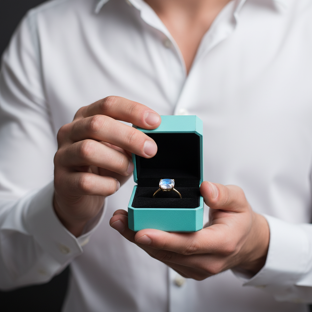 2.50 Ct Radiant Cut Moonstone Engagement Ring-Evani Jewelry