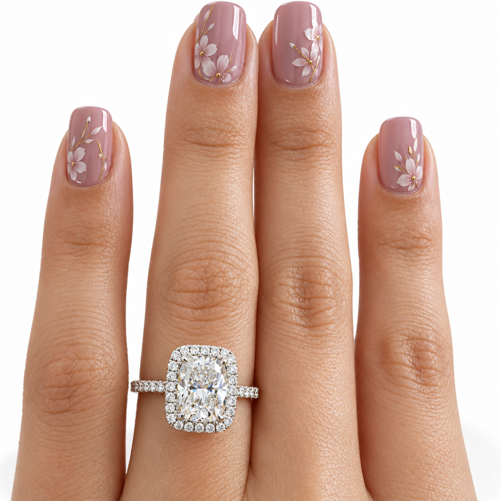 2.50 ct Cushion Cut Diamond 14k White Halo Engagement Ring-Evani Jewelry