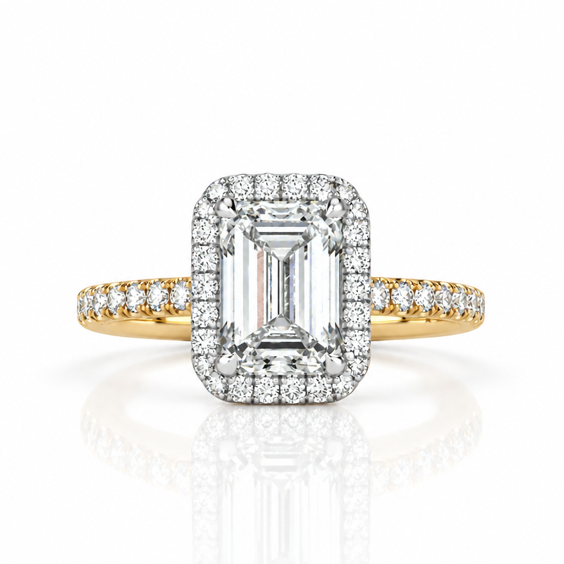 2.50 ct Emerald Cut Diamond Option Two Tone 14k Gold Engagement Ring